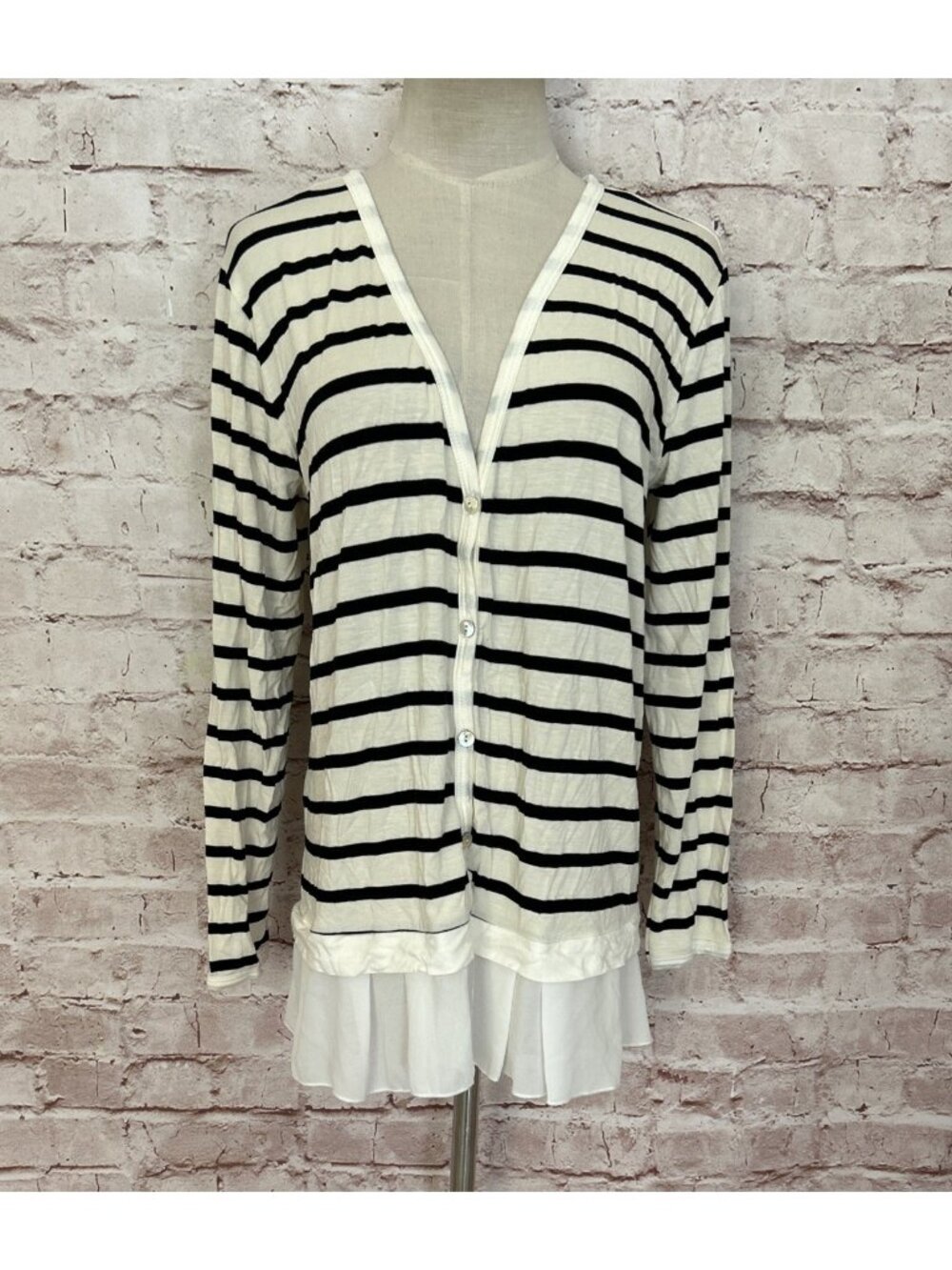 PEBBLE AND STONE Layered Stretch Cardigan Shirt Top M NEW USA Made Lightweight